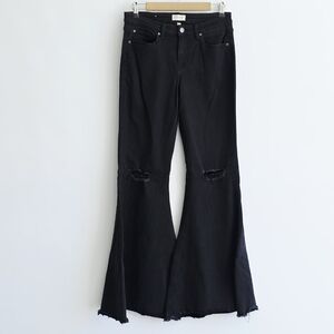 Shyanne Supper Flare Raw Bottom Hem Distressed Black Women's Jeans Size 29